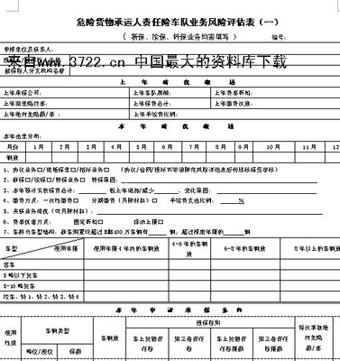物流-物承运人责任险车队业务风险评估表(doc 页)-3722管理资料下载